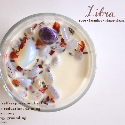 Zodiac Candles For Each Astrological Sign, With Crystals, Herbs, And Florals Inside