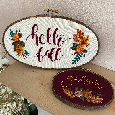 Fall Embroidery Hoop: Hello Fall Florals