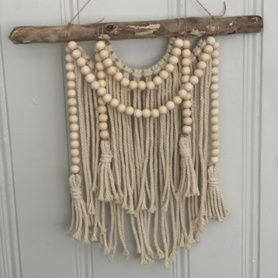 Wall Hanging- Natural String With Beads And Tassels