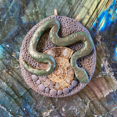 Ammonite And Serpent Pendant