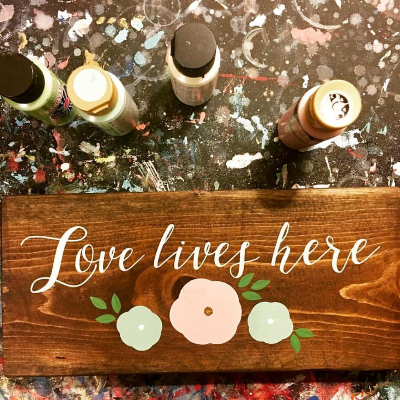 Love Lives Here Wooden Sign