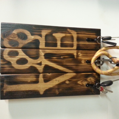 Dog Leash And Key Holder Rustic Woodburned And Stained