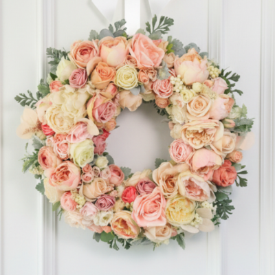 No. 1 Blush Collection Luxury Faux Floral Front Door Wreath I 24"