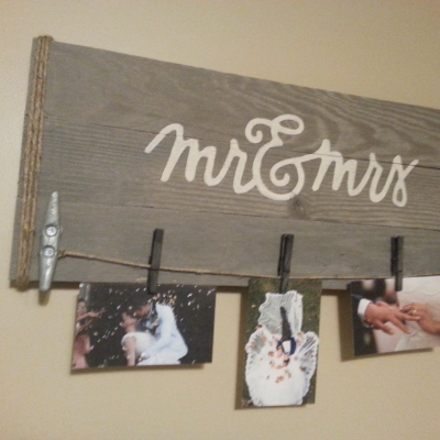 Rustic Wedding Photo Holder Mr. And Mrs. From Reclaimed Wood