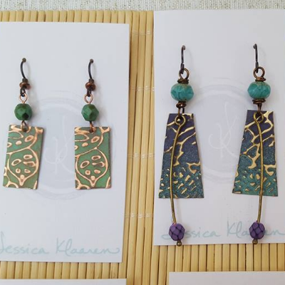 Custom Patina And Texture Earrings With Extras