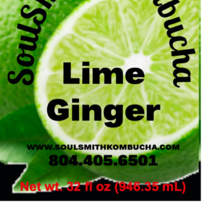 Soulsmith Lime Ginger Kombucha 32 Oz.