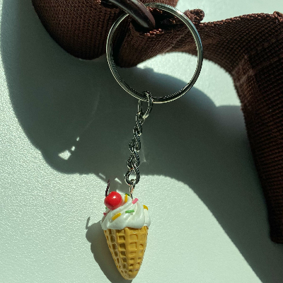 Handmade Polymer Clay Ice Cream Keychain