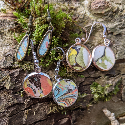 Tie Dye Earrings And Barrettes