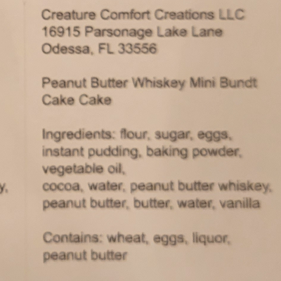 Chocolate Peanut Butter Whiskey Mini Bundt Cake (2 Per Order)