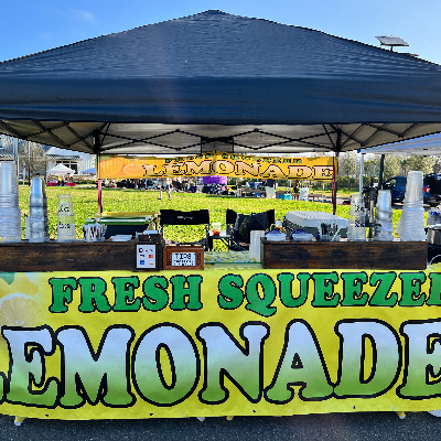 Thirsty Lemonade Set-Up, Tent Weights, Signage