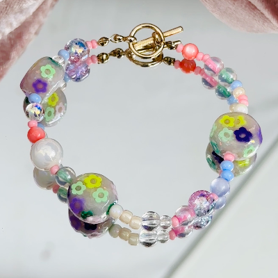 Chunky Flower Charm Bracelet