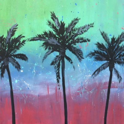 Funky Palm Tree Painting On Reclaimed Wood
