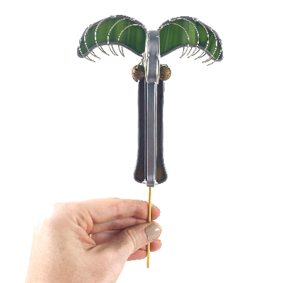 Stained Glass Palm Tree Planter Stake