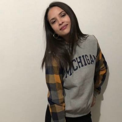 U Of M Crewneck With Flannel Sleeves