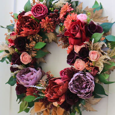 Bordeaux & Blush Burgundy Fall Wreath