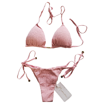 Crystal Pink Textured Triangle Top Bikini