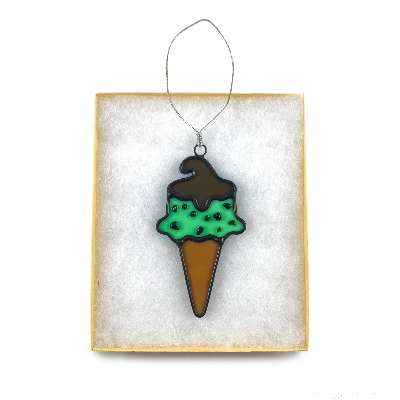 Stained Glass Ice Cream Cone Ornament