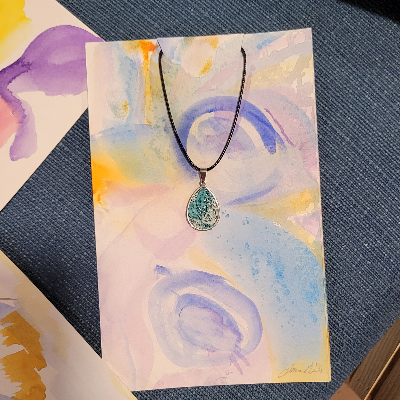 Quilled Pendant With Watercolor