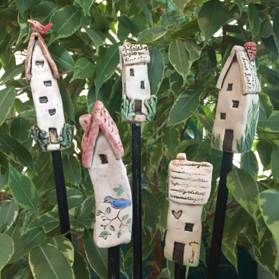 Little House Ceramic Plant Stakes