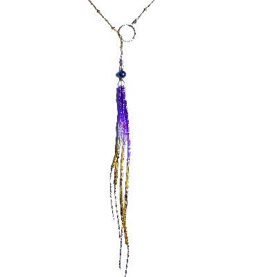 Purple Fringe Beadwork Earrings Or Lariate Necklace From The Rainbow Fringe Collection