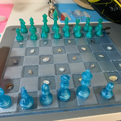 Custom Ocean Themed Chess Board And Pieces