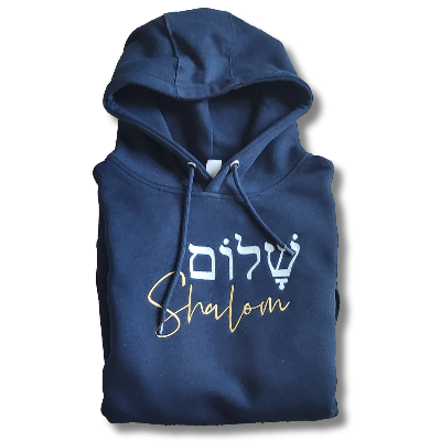 Embroidered Hoodie In Navy - Shalom