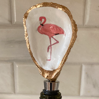 Oyster Shell Bottle Stopper - Flamingo