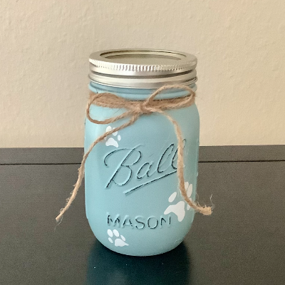 Mason Jar - Blue Jay Small 16 Oz. Regular Mouth White Paws