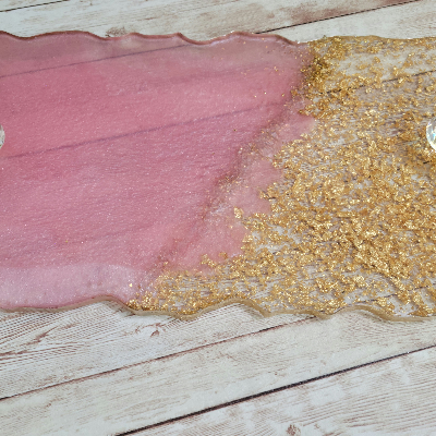 Custom Resin Pink & Gold Foil Serving Tray. Glam Home Decor. Resin Vanity Tray. Housewarming Gift.