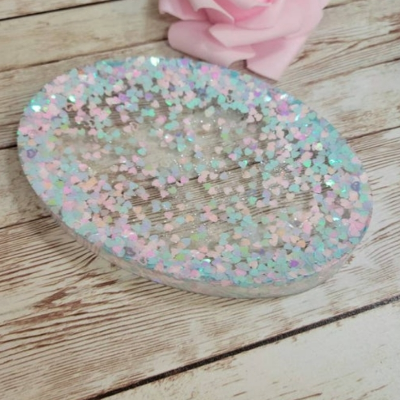 Glitter Resin Soap Dish. Glam Bathroom Decor