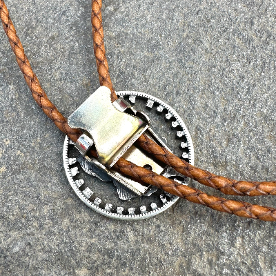 U.S. Morgan Dollar Hand Cut Silver Coin Bolo Tie
