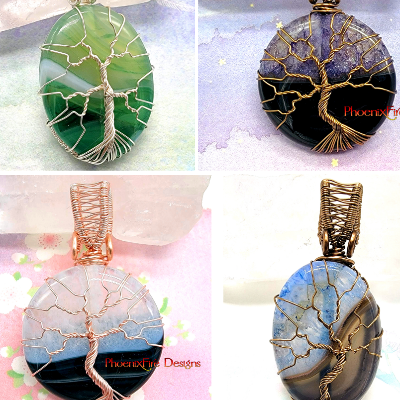 Example Wire Wrapped Stone Tree Of Life Pendants By Phoenixfire Designs