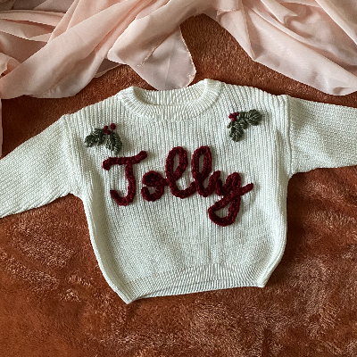 Toddler "Jolly" Embroidered Christmas Sweater