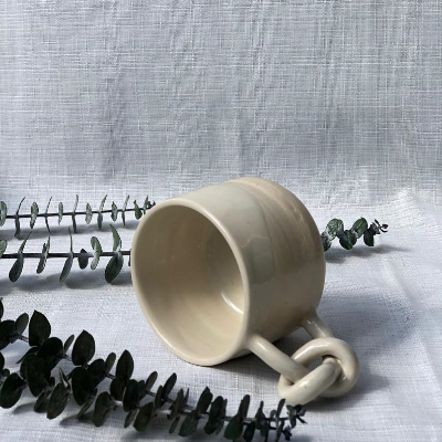 Boho Ceramic Coffee Mug- Knot Handle